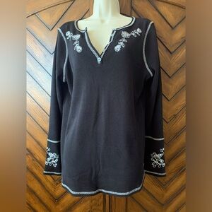 Belle by Kim gravel black waffle knit top size medium